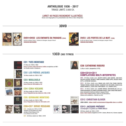JACQUES PREVERT / COFFRET ANTHOLOGIE...